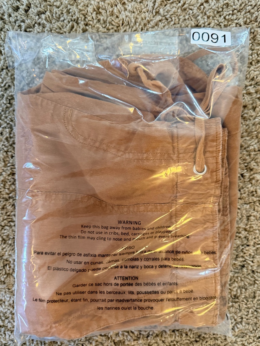 Kut from the Kloth Camel Brown Drawstring Linen Blend Pants - Picture 9 of 9